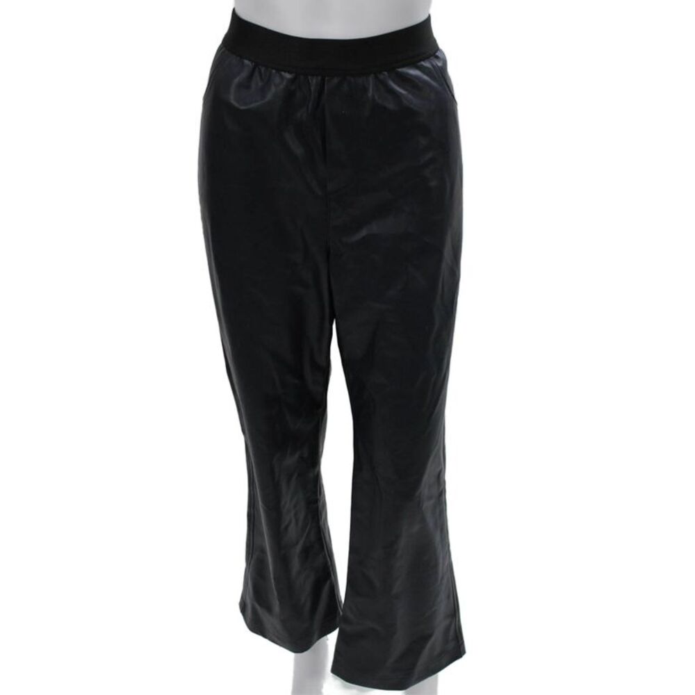 Stateside Women Dress Pants Black Polyurethane Pull On Size L